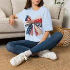 Patriotic Bow T-Shirt — Vintage American Flag Ribbon Tee