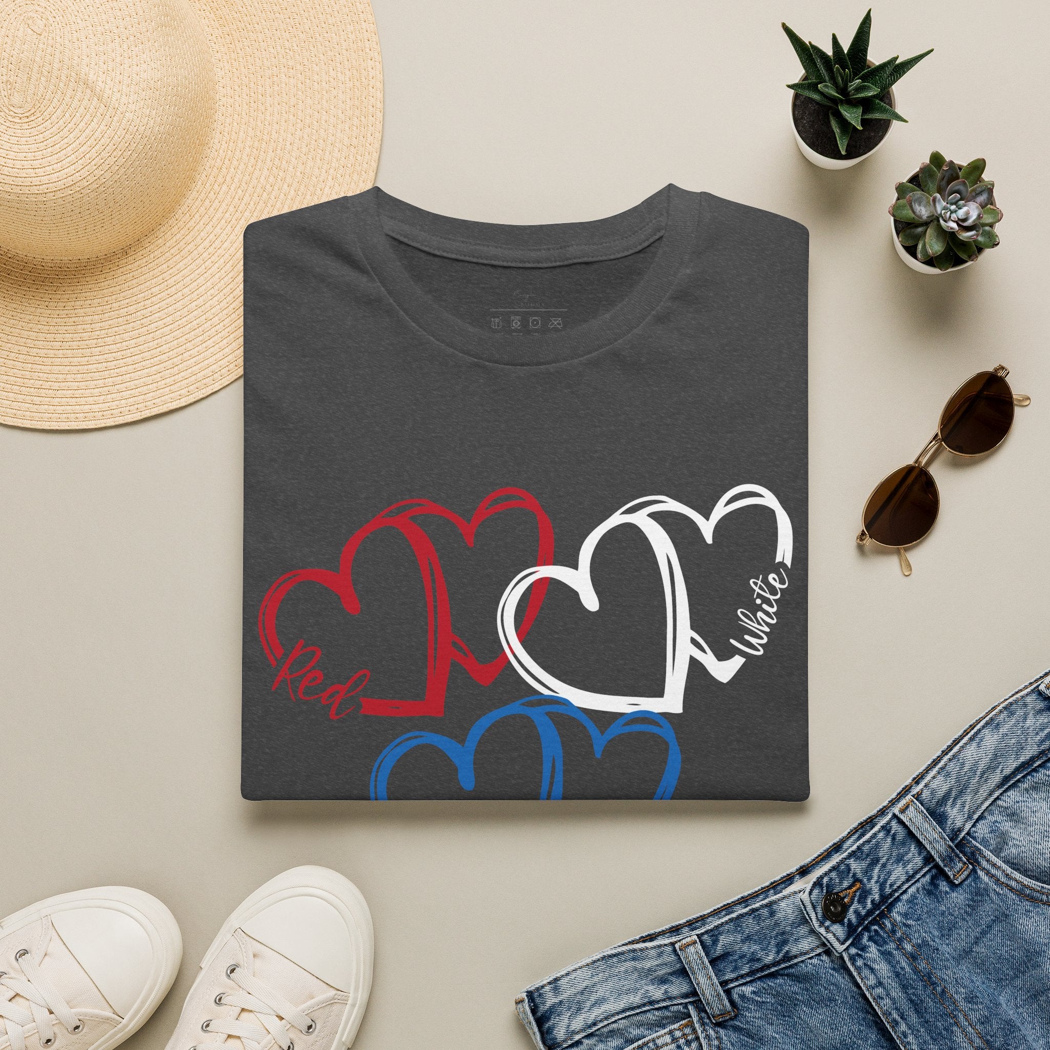 Patriotic Red White & Blue Heart T-Shirt