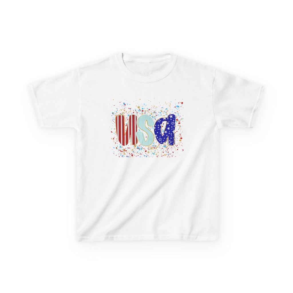 Youth, Kids USA Flag Splash T-Shirt — Patriotic Fourth of July Tee for Children