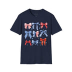 Patriotic Red White Blue Bow T-Shirt — Stars & Ribbon Graphic Tee