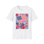 American Flag Floral T-Shirt — Patriotic Stars & Stripes Tee