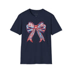 Patriotic Red White Blue Bow T-Shirt — 4th of July Americana Graphic Tee