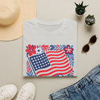 American Flag Floral T-Shirt — Patriotic Stars & Stripes Tee
