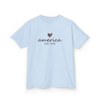 Youth, Kids Tee - 'america EST. 1776' Heart Flag Patriotic T-Shirt for Fourth of July