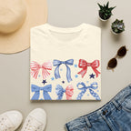 Patriotic Red White Blue Bow T-Shirt — Stars & Ribbon Graphic Tee