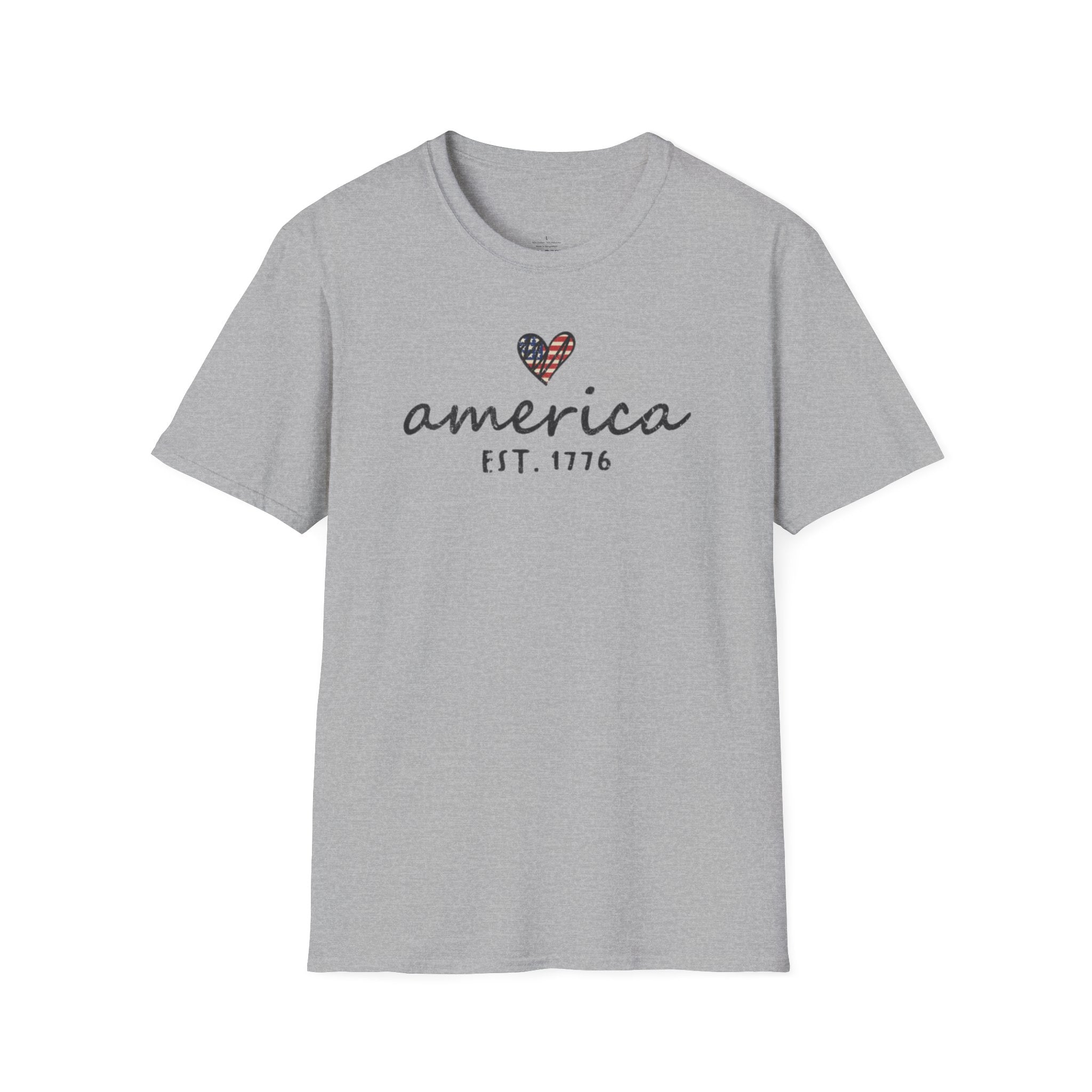 America Est. 1776 Heart T-Shirt — Patriotic USA Independence Day Tee