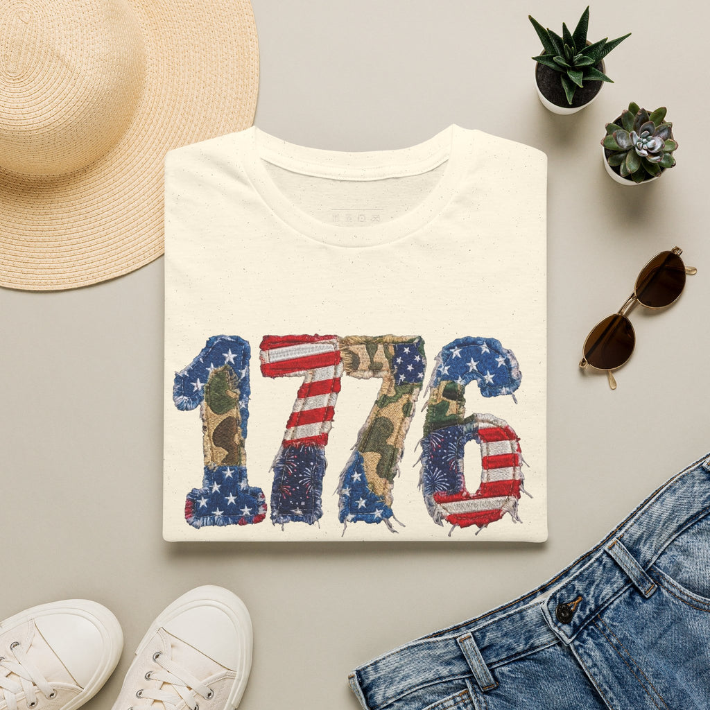 1776 Patriotic T-Shirt — American Flag & Camouflage Vintage Independence Tee