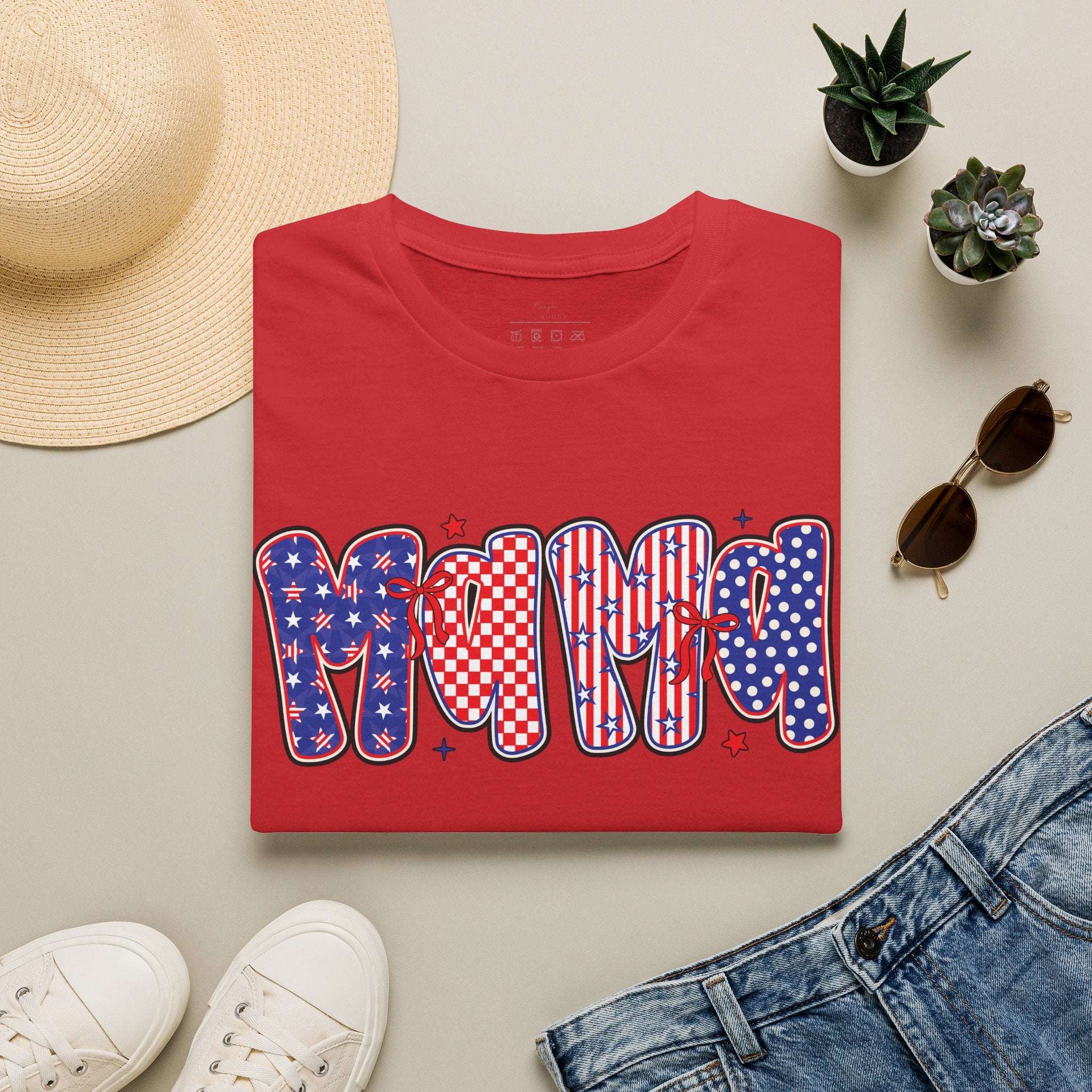 Mama Patriotic American Flag T-Shirt — Fourth of July Mom Tee