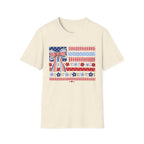 Patriotic Bow Flag T-Shirt – Red White Blue American Floral Plaid Tee