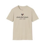 America Est. 1776 Heart T-Shirt — Patriotic USA Independence Day Tee
