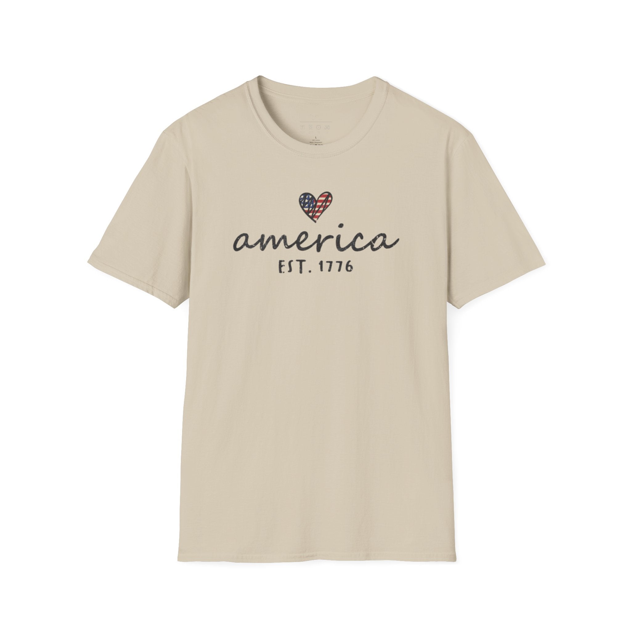 America Est. 1776 Heart T-Shirt — Patriotic USA Independence Day Tee