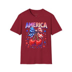 America Patriotic Cherry Graphic T-Shirt — USA Flag Bow 4th of July Tee
