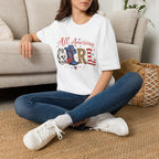 All American Girl T-Shirt — Patriotic USA Leopard & Flag Graphic Tee