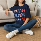 Patriotic Red White Blue Bow T-Shirt — Stars & Ribbon Graphic Tee