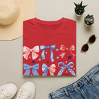 Patriotic Red White Blue Bow T-Shirt — Stars & Ribbon Graphic Tee