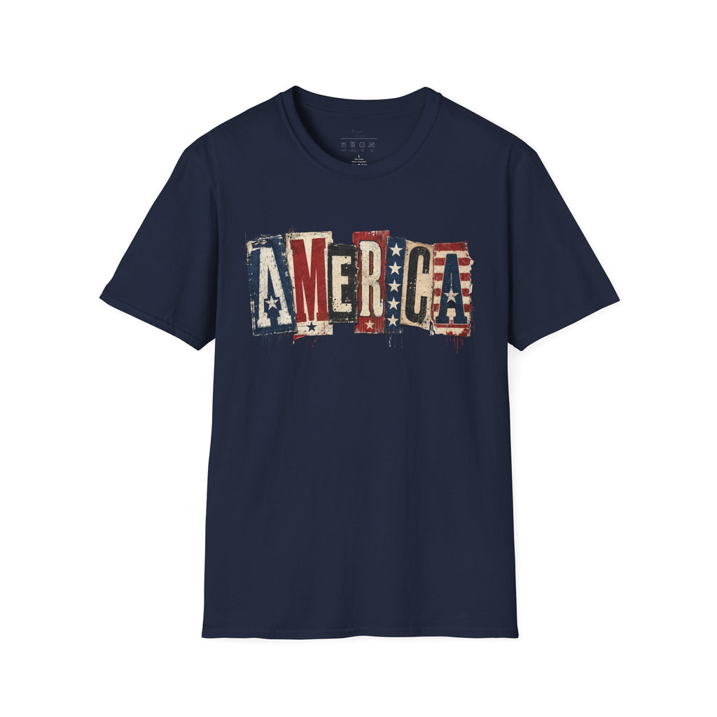 America Vintage Flag T-Shirt — Patriotic USA Graphic Tee for 4th of July