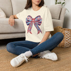 Patriotic Red White Blue Bow T-Shirt — 4th of July Americana Graphic Tee