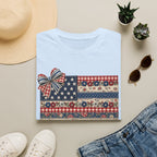 Patriotic Floral Flag T-Shirt — Americana Bow Stars & Stripes Top