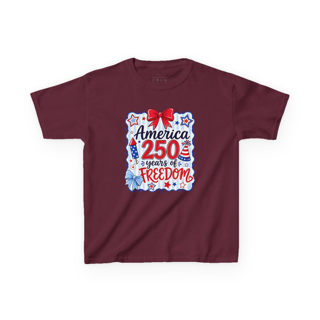 Youth, Kids Tee — "America 250 Years of Freedom" Patriotic Fourth of July Shirt