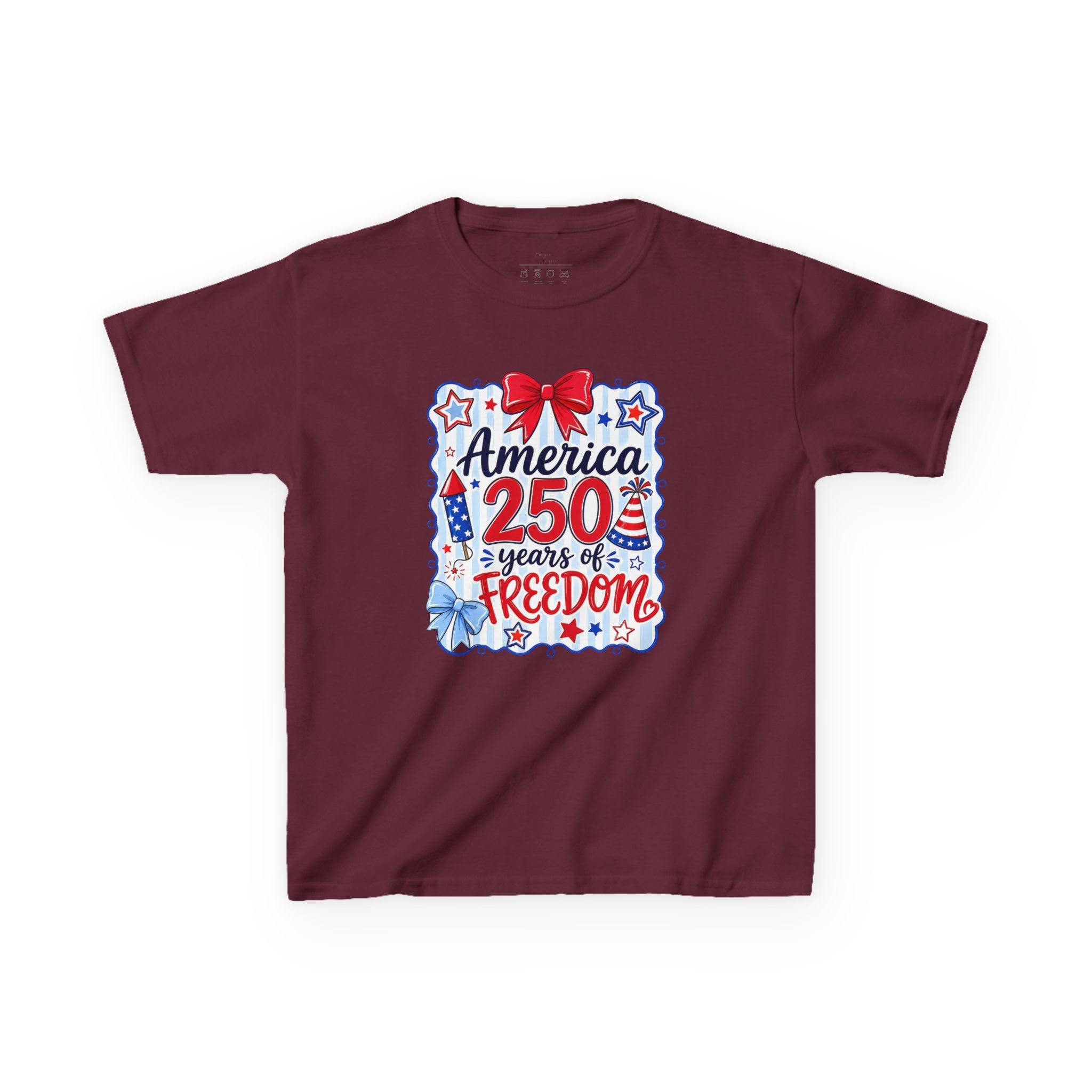 Youth, Kids Tee — "America 250 Years of Freedom" Patriotic Fourth of July Shirt