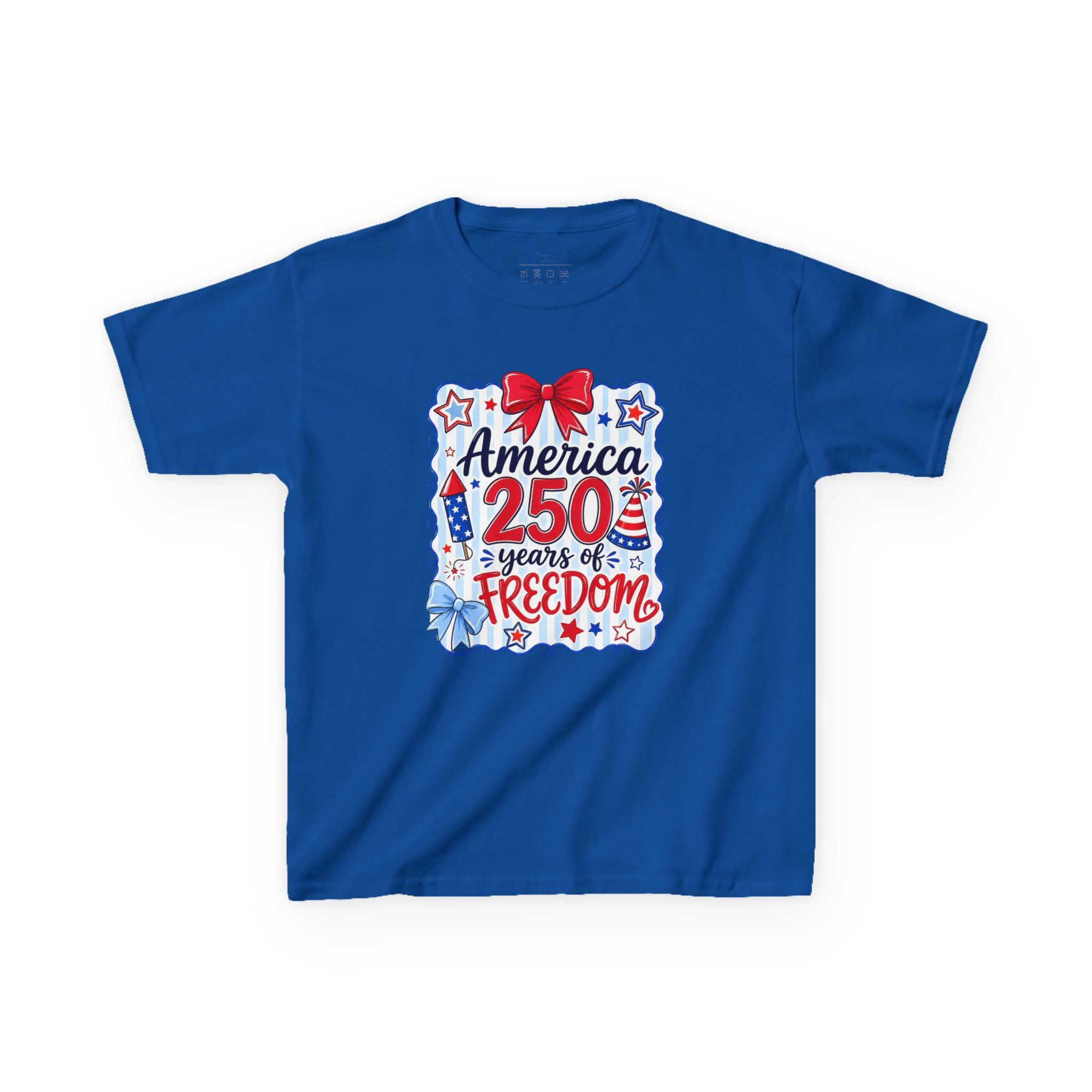Youth, Kids Tee — "America 250 Years of Freedom" Patriotic Fourth of July Shirt