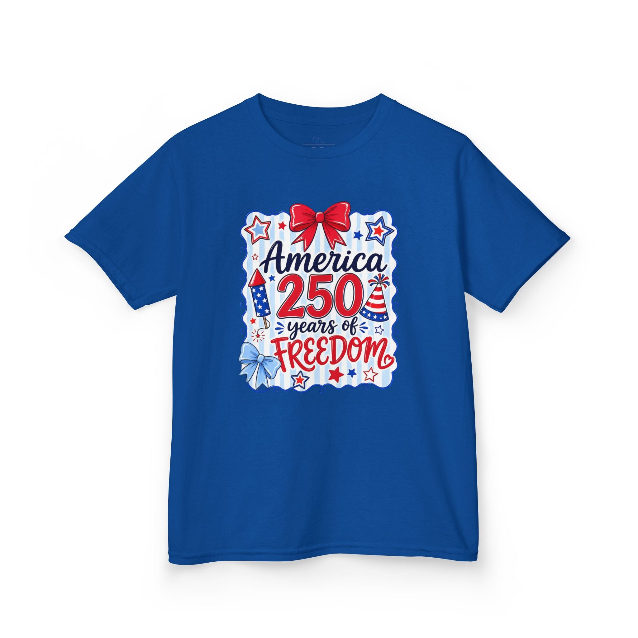 Youth, Kids Tee — "America 250 Years of Freedom" Patriotic Fourth of July Shirt