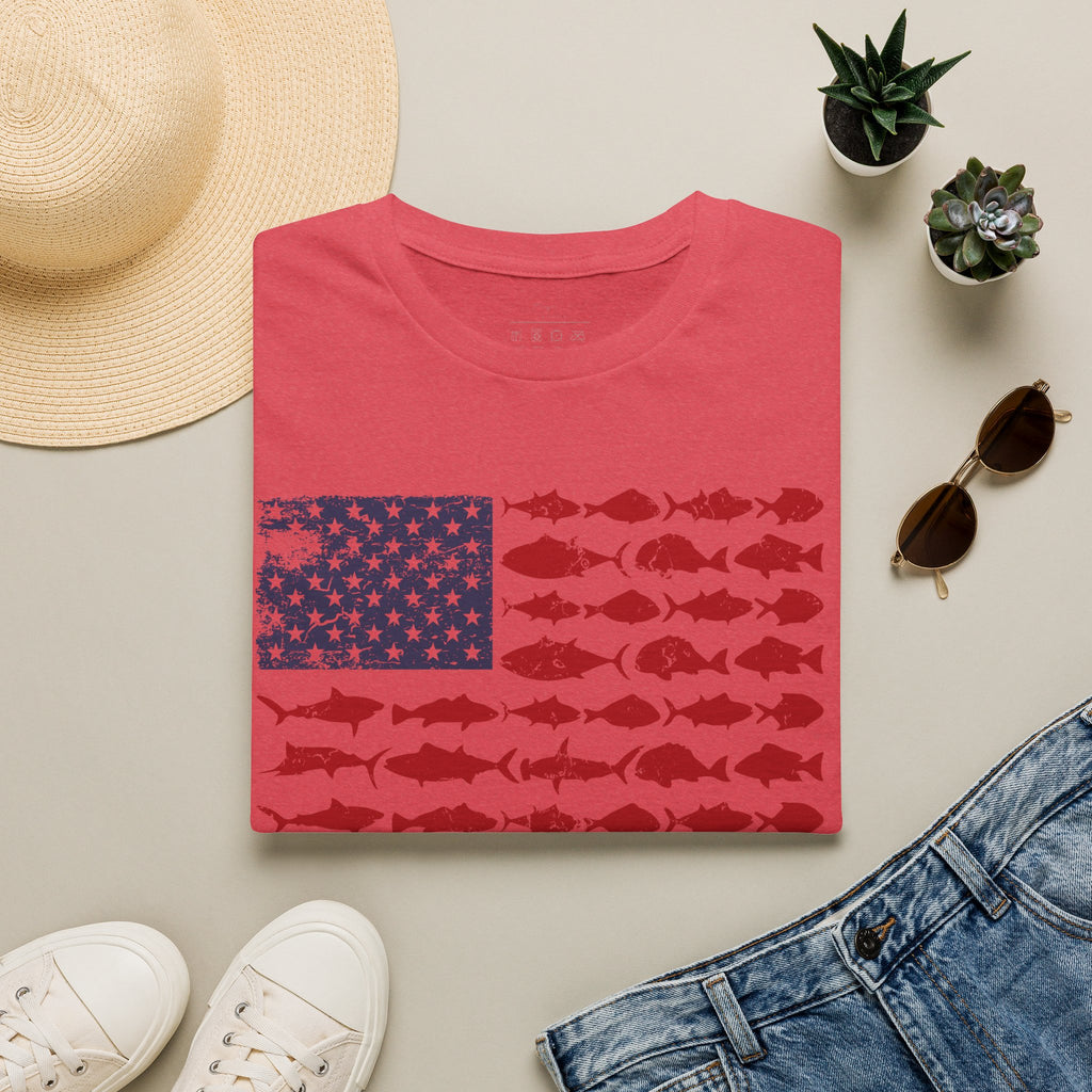 American Fishing Flag T-Shirt — Patriotic Fish Graphic Tee