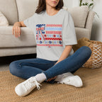 Patriotic Bow Flag T-Shirt – Red White Blue American Floral Plaid Tee