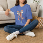 Bow Ribbon T-Shirt — Vintage Americana Floral & Gingham Bow Tee