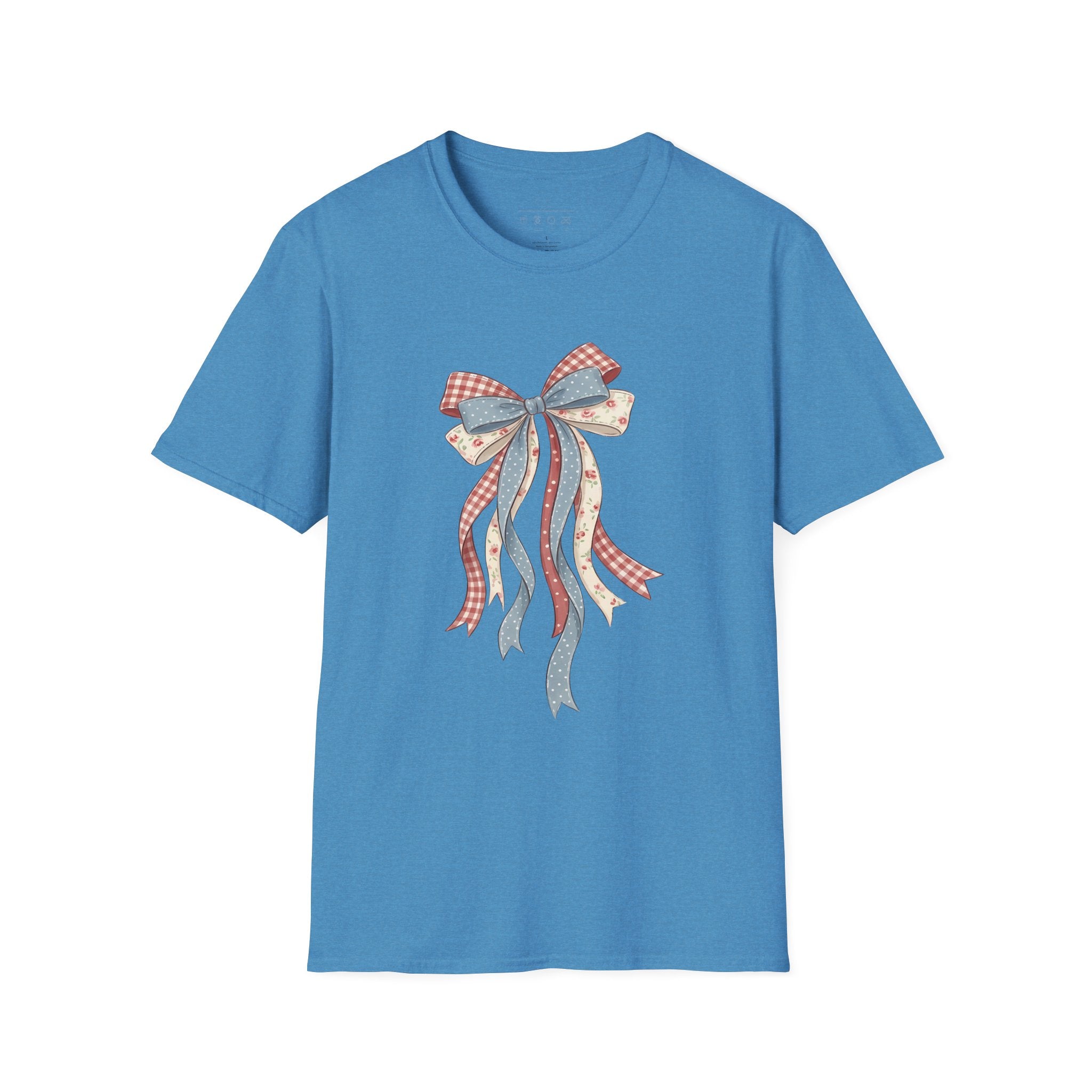 Bow Ribbon T-Shirt — Vintage Americana Floral & Gingham Bow Tee