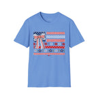 Patriotic Bow Flag T-Shirt – Red White Blue American Floral Plaid Tee