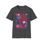 American Flag Floral T-Shirt — Patriotic Stars & Stripes Tee