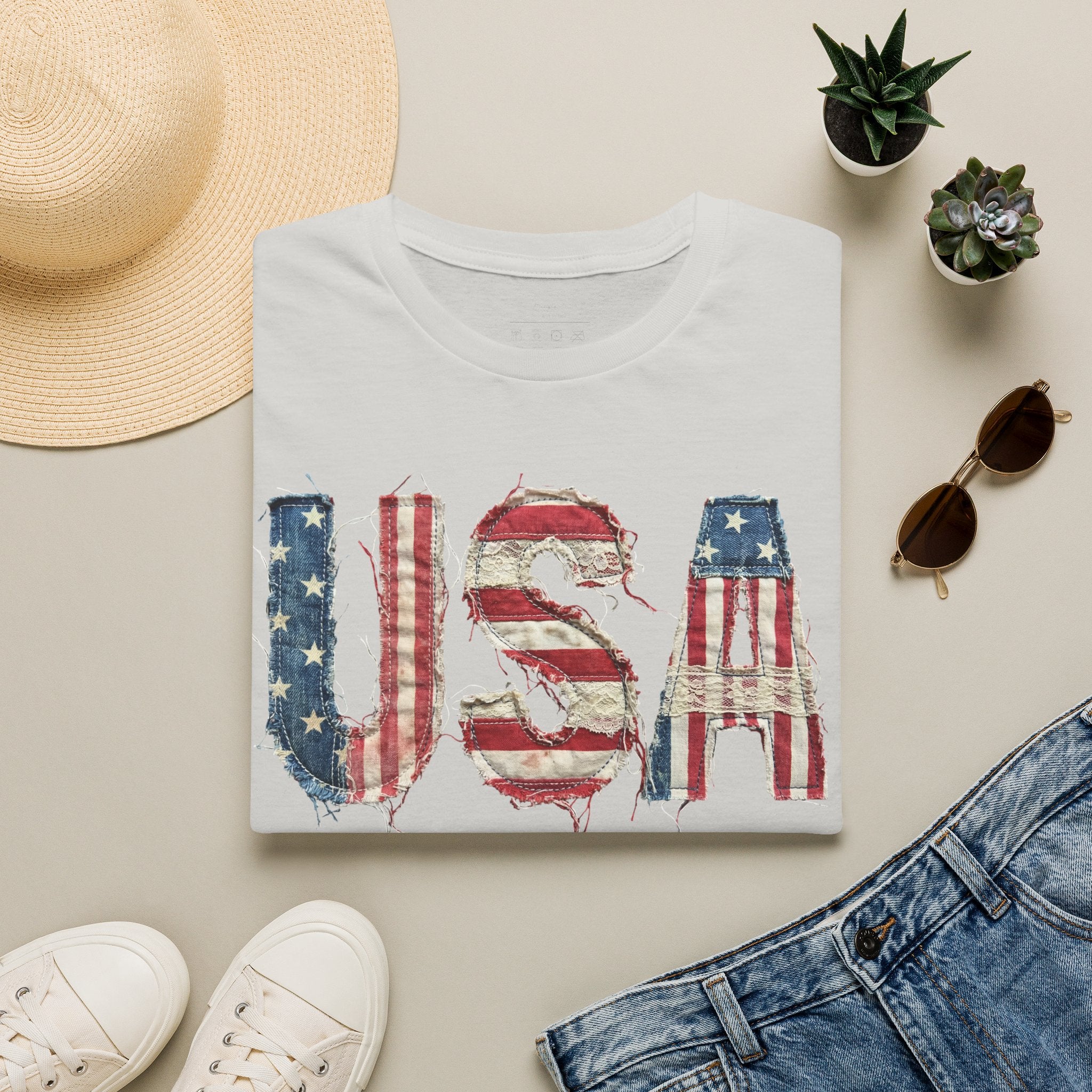 USA Flag Graphic T-Shirt — Distressed Americana Patriotic Tee