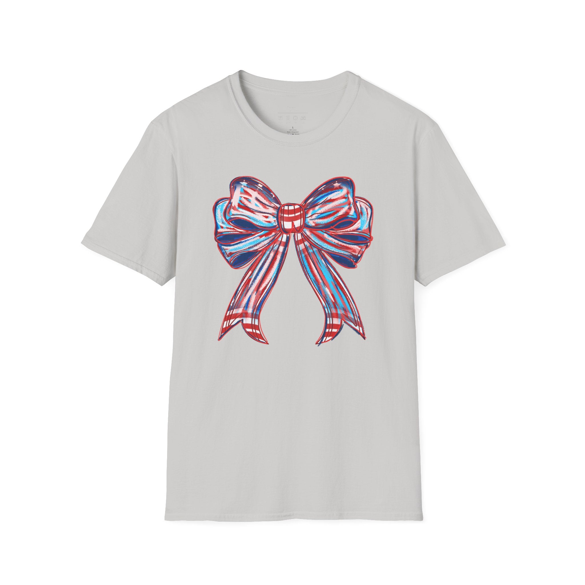 Patriotic Red White Blue Bow T-Shirt — 4th of July Americana Graphic Tee