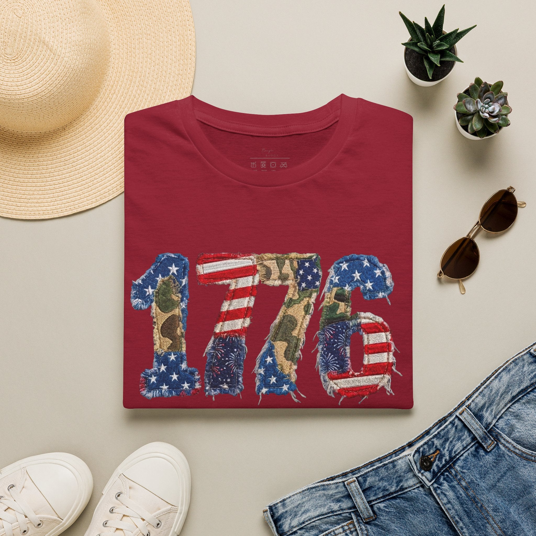 1776 Patriotic T-Shirt — American Flag & Camouflage Vintage Independence Tee