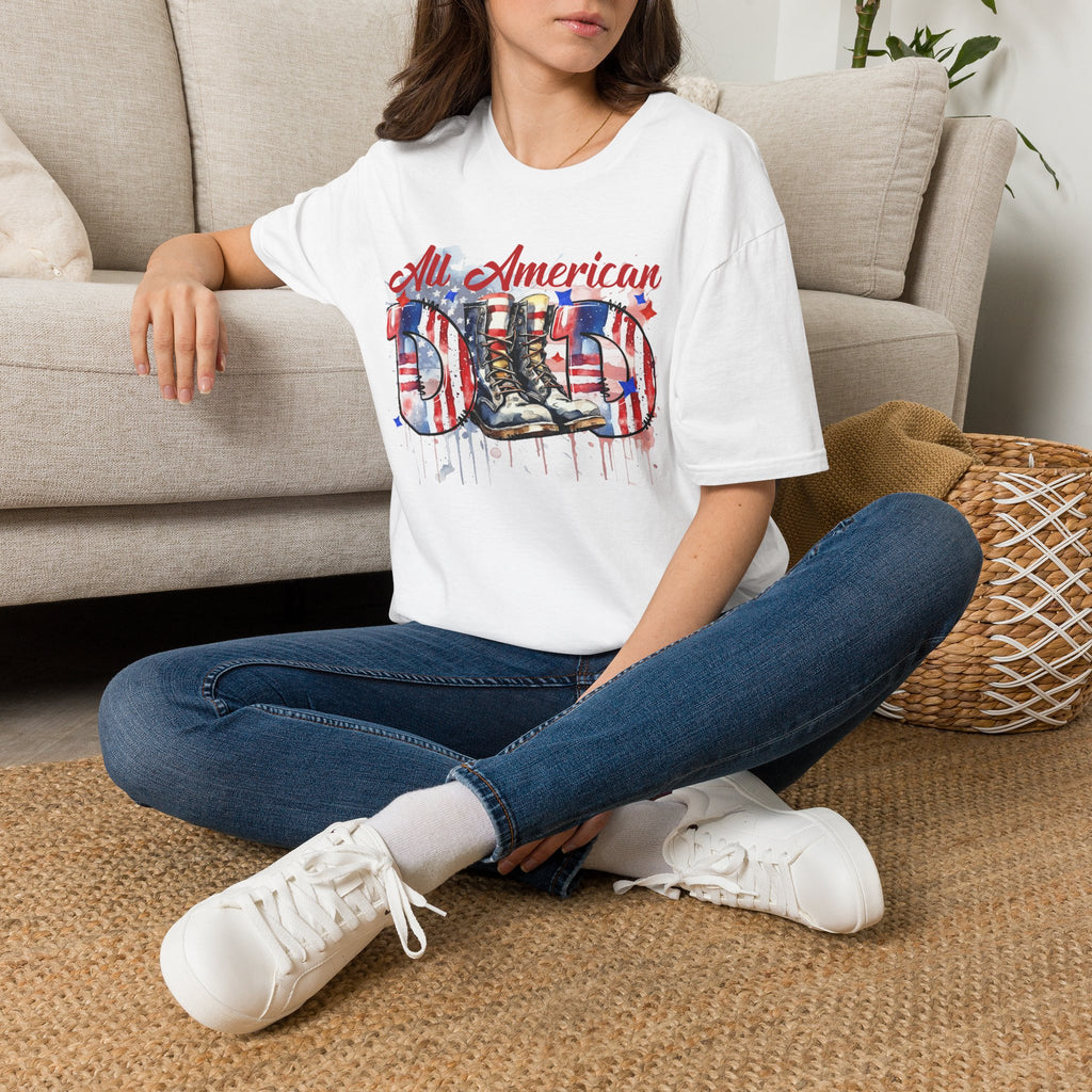 All American Dad T-Shirt — Patriotic Flag Boots Graphic Tee for Father's Day & 4th of July
