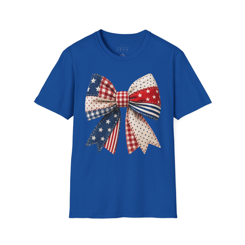 Patriotic Bow T-Shirt — Vintage American Flag Ribbon Tee
