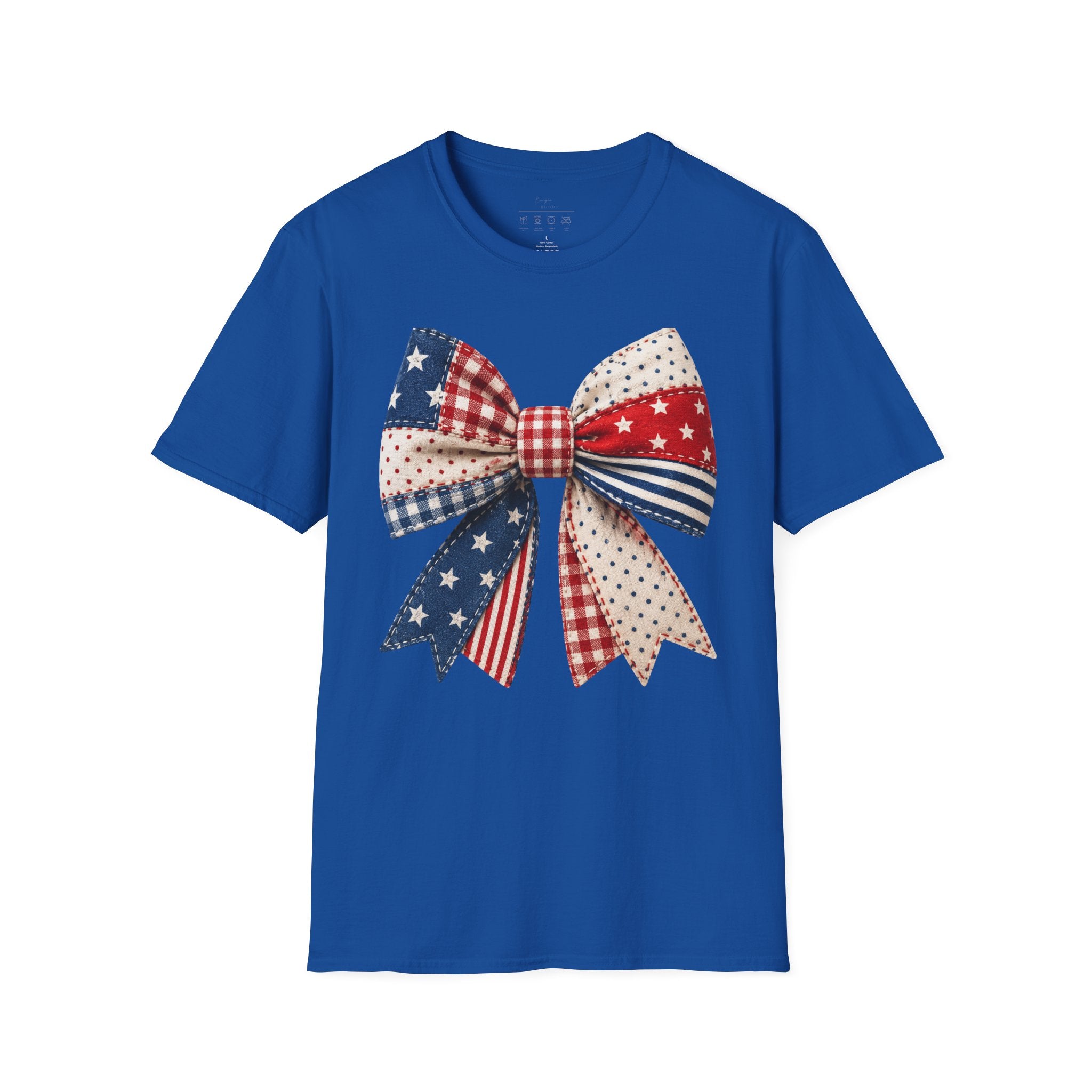 Patriotic Bow T-Shirt — Vintage American Flag Ribbon Tee