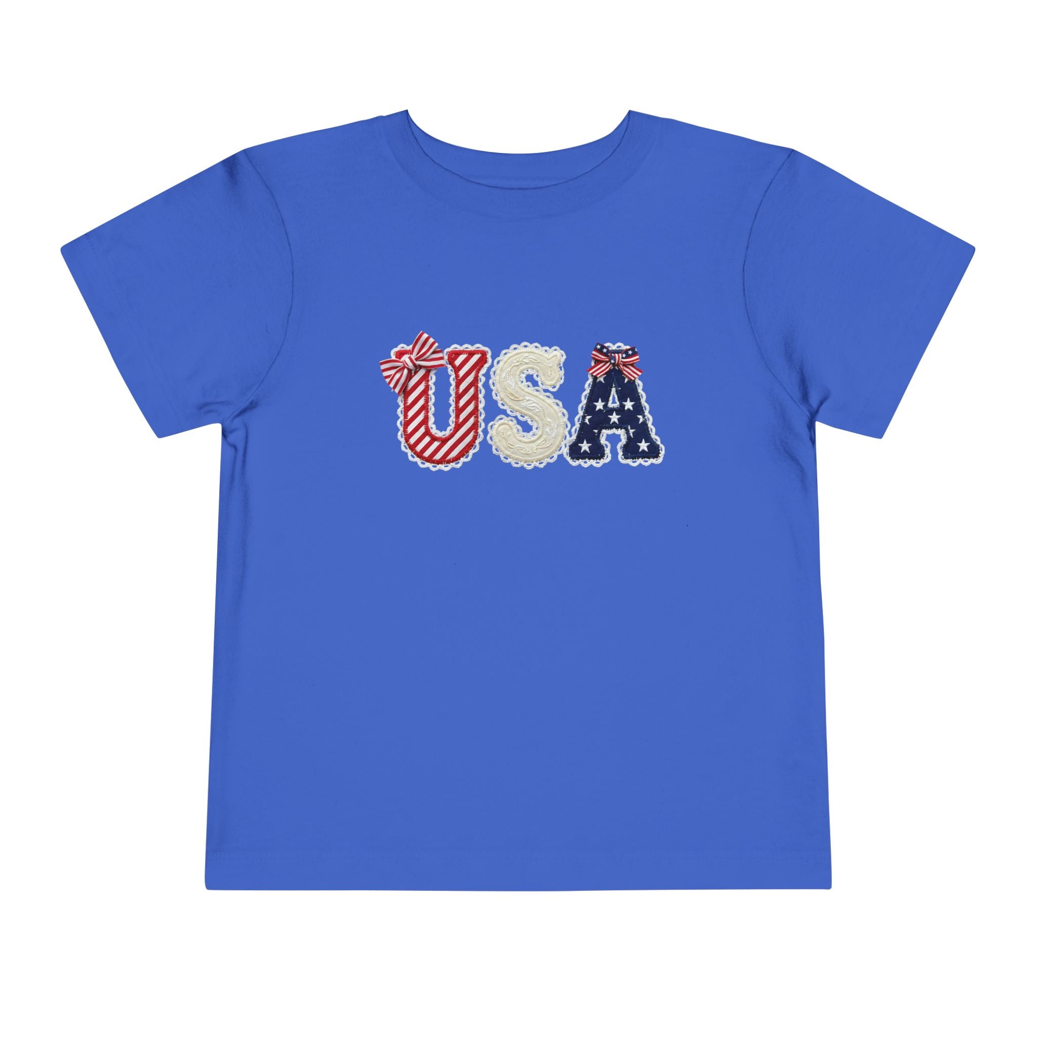 Toddler Tee - "USA" Patriotic Applique Short Sleeve