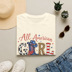 All American Girl T-Shirt — Patriotic USA Leopard & Flag Graphic Tee
