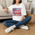 Patriotic Flag Bow T-Shirt — American Red White Blue Fourth of July Tee