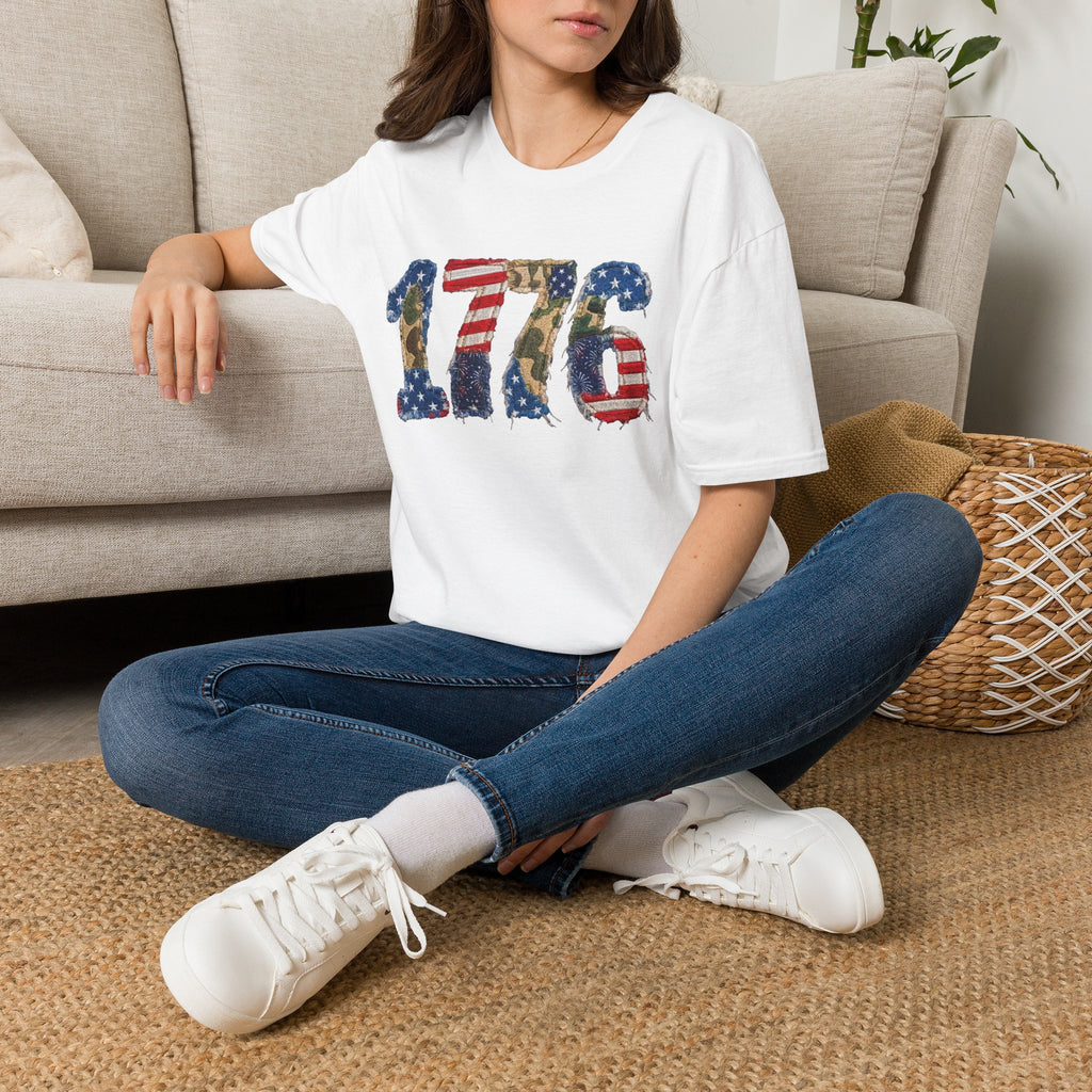 1776 Patriotic T-Shirt — American Flag & Camouflage Vintage Independence Tee