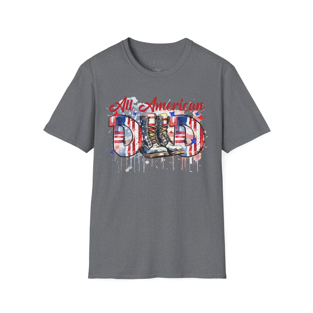 All American Dad T-Shirt — Patriotic Flag Boots Graphic Tee for Father's Day & 4th of July