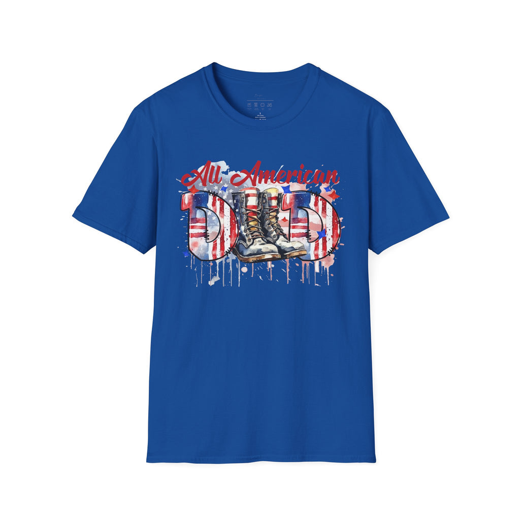 All American Dad T-Shirt — Patriotic Flag Boots Graphic Tee for Father's Day & 4th of July