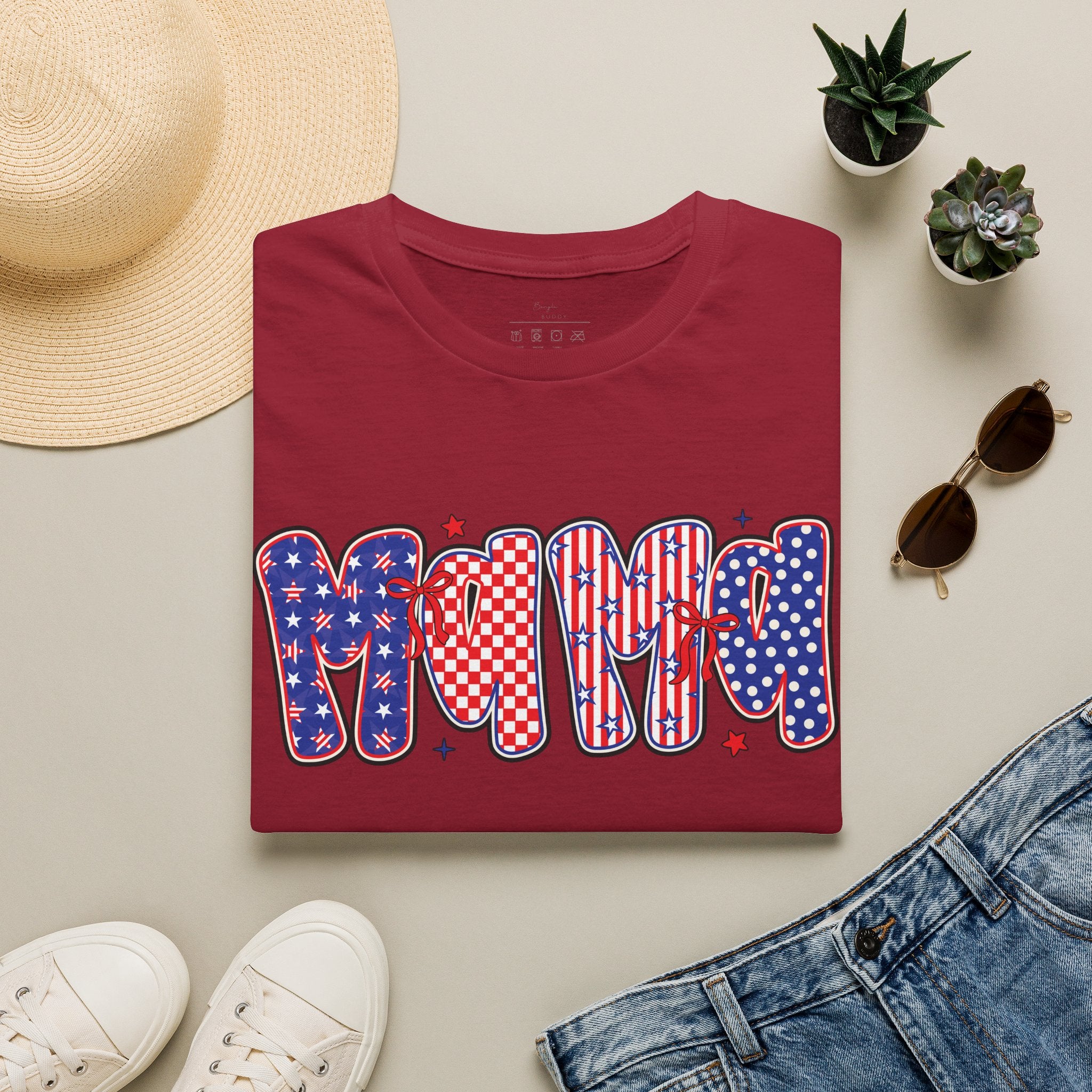 Mama Patriotic American Flag T-Shirt — Fourth of July Mom Tee