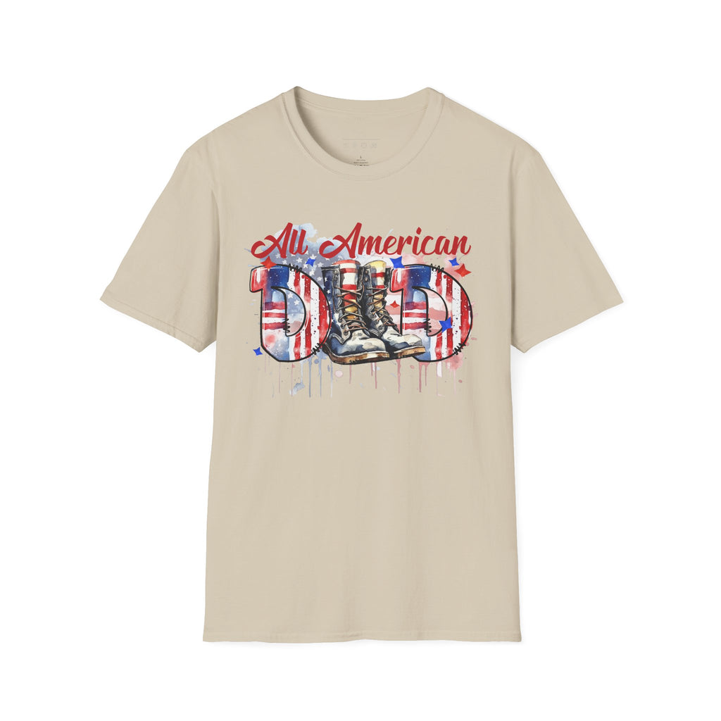 All American Dad T-Shirt — Patriotic Flag Boots Graphic Tee for Father's Day & 4th of July