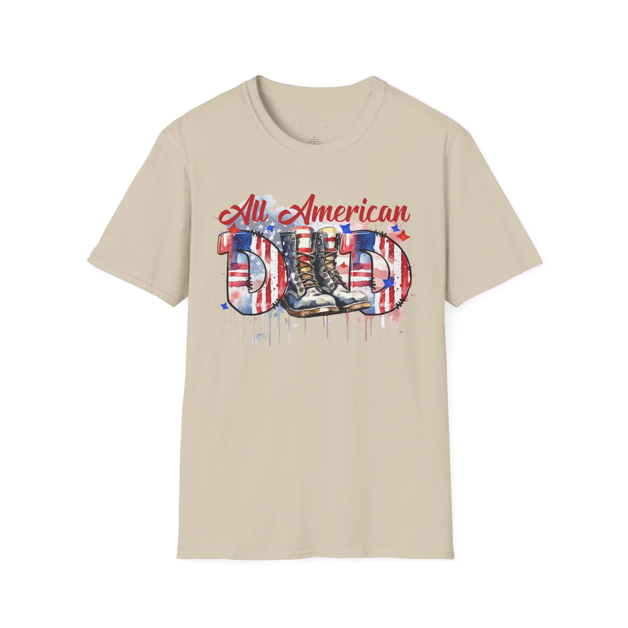 All American Dad T-Shirt — Patriotic Flag Boots Graphic Tee for Father's Day & 4th of July