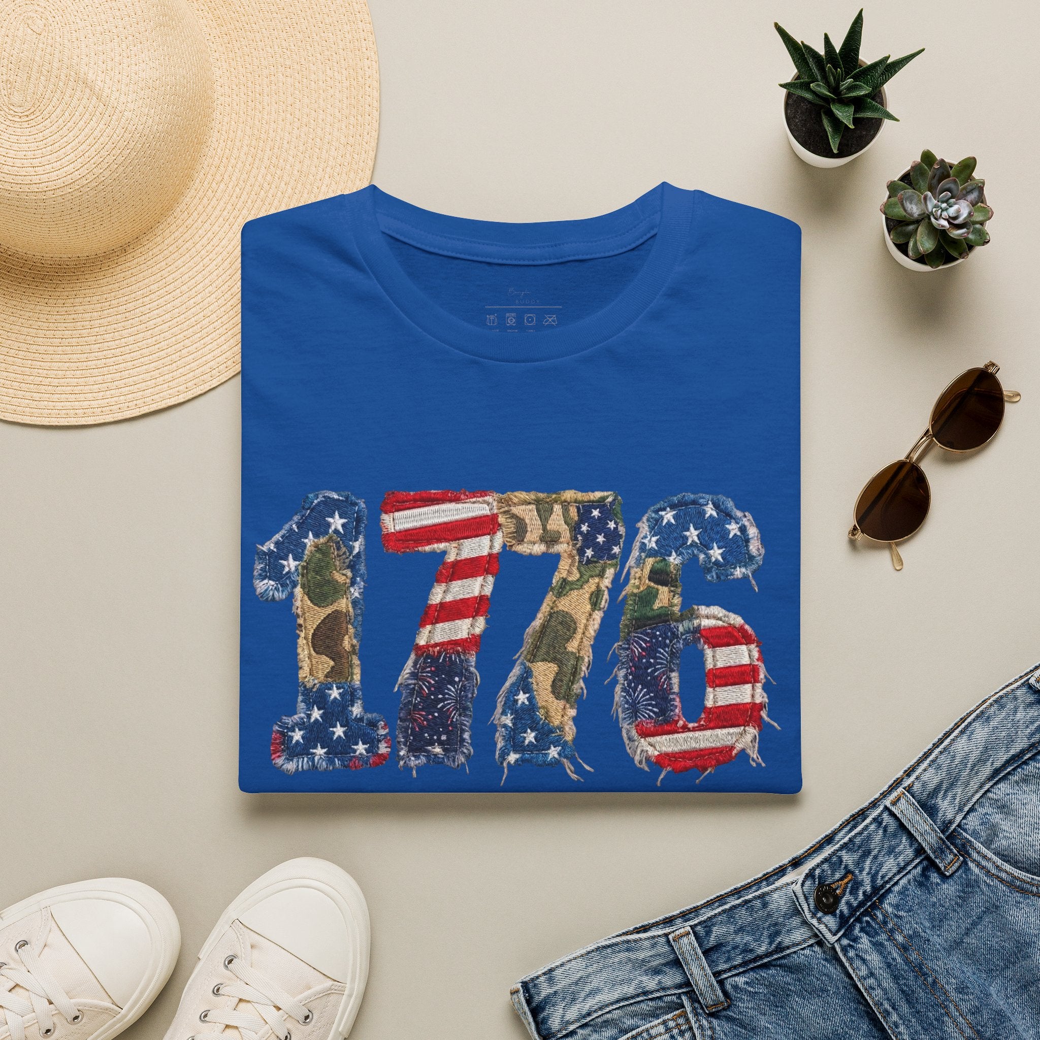 1776 Patriotic T-Shirt — American Flag & Camouflage Vintage Independence Tee