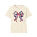 Patriotic Red White Blue Bow T-Shirt — 4th of July Americana Graphic Tee