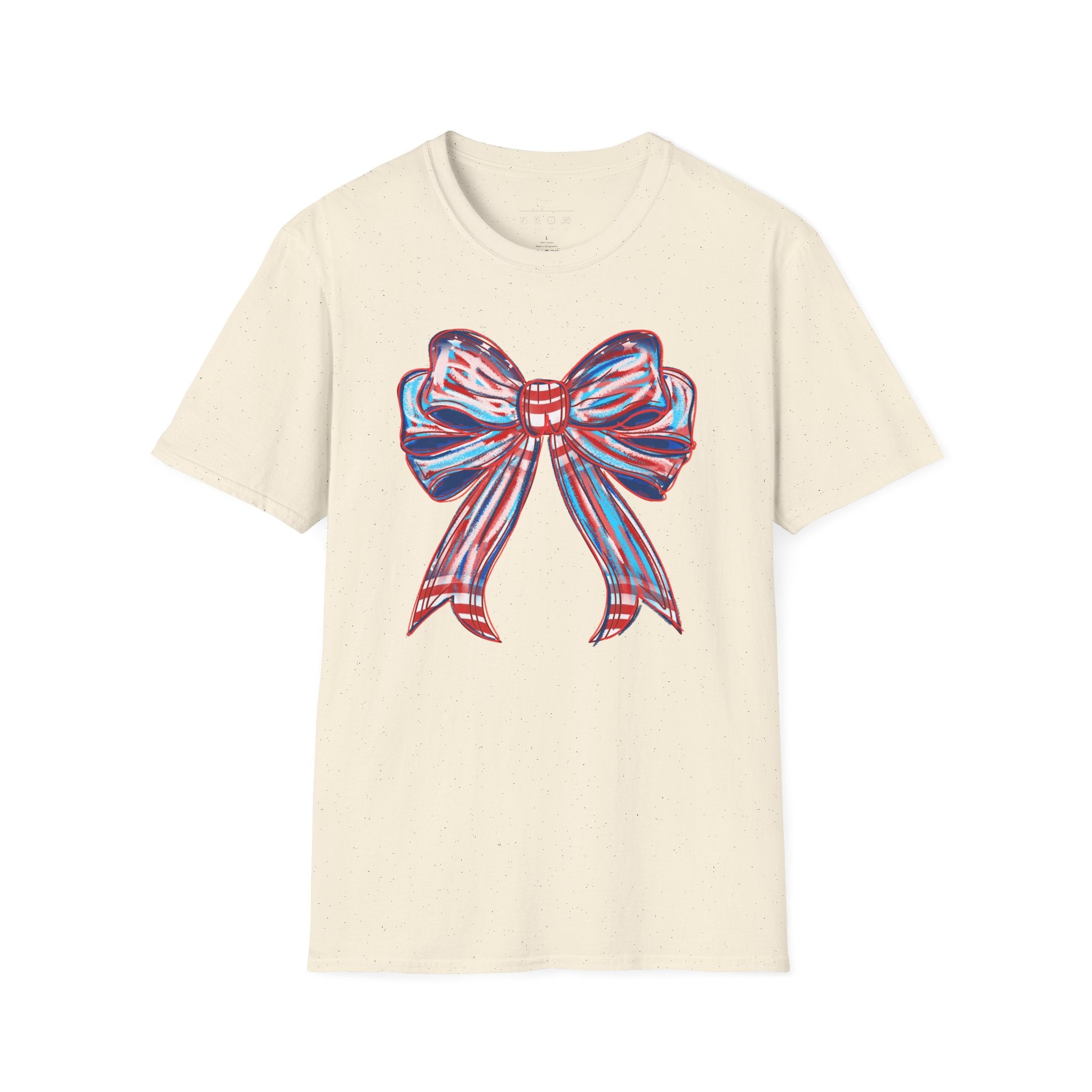 Patriotic Red White Blue Bow T-Shirt — 4th of July Americana Graphic Tee